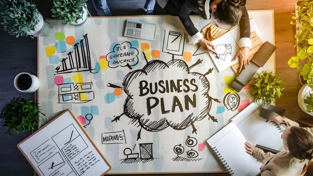 creative business woman drawing business plan scaled